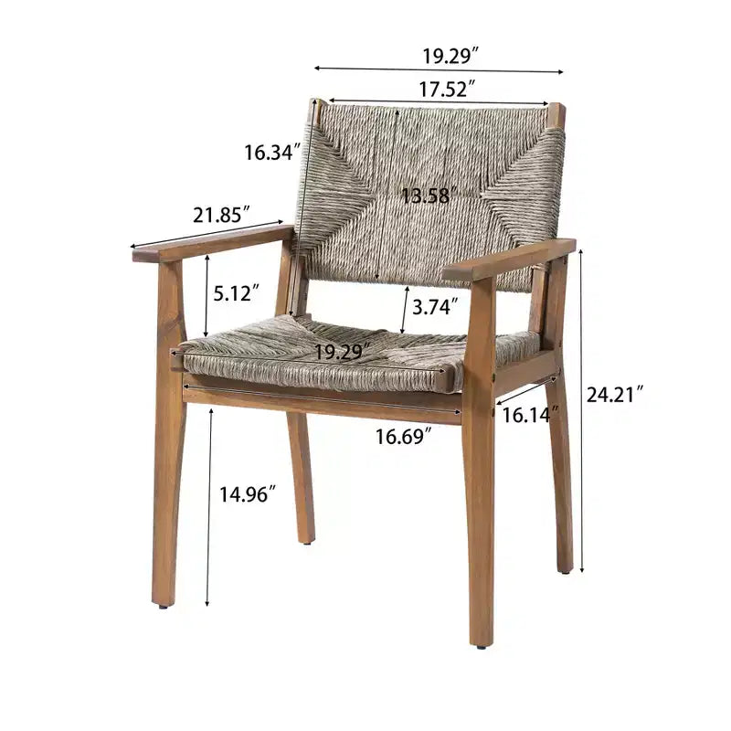 Christopher Knight Home Nan Farmhouse 5 Piece Outdoor Acacia Wood Dining Set with 4 Wicker Armchairs