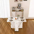 JVNOXK Multi-functional folding dining table with wall-mounted side cabinet and storage space with outlets, ideal for compact apartments, white