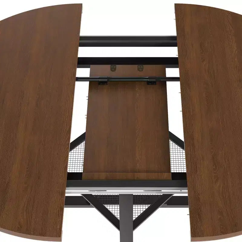GDFStudio Rakesh Modern Extendable Metal Round Dining Table with Wire Grid Shelf