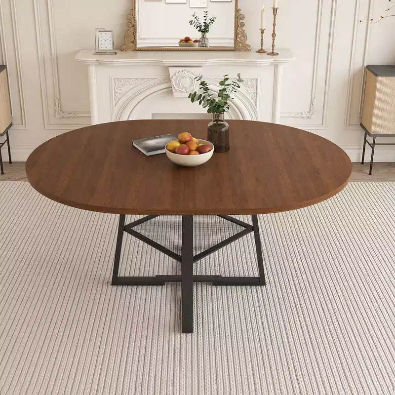 GDFStudio Rakesh Modern Extendable Metal Round Dining Table with Wire Grid Shelf