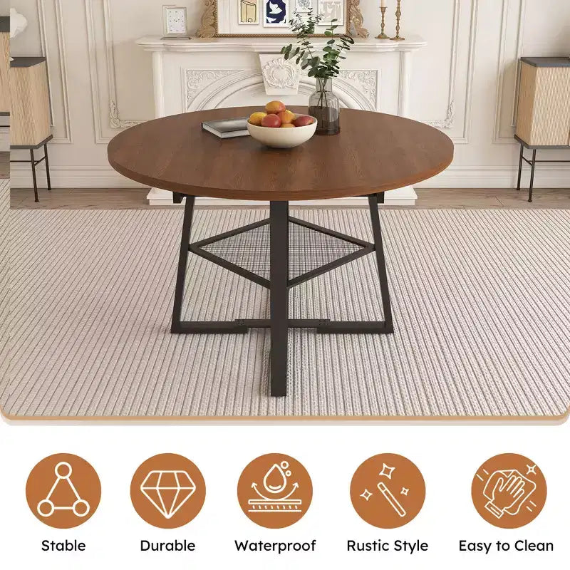 GDFStudio Rakesh Modern Extendable Metal Round Dining Table with Wire Grid Shelf