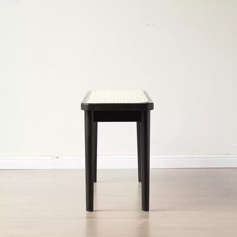 GDFStudio Rohit Farmhouse 47 Oak Wood Dining Bench with Rattan Detail