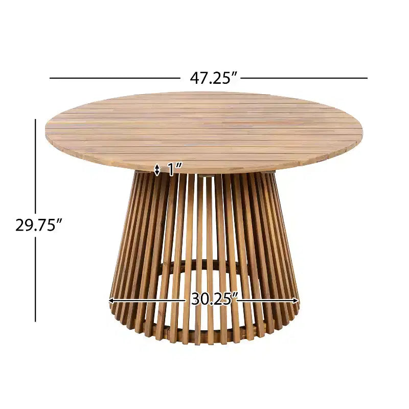 Christopher Knight Home Siddharth Modern 5 Piece Acacia Wood Patio Dining Set with Round Slatted Table