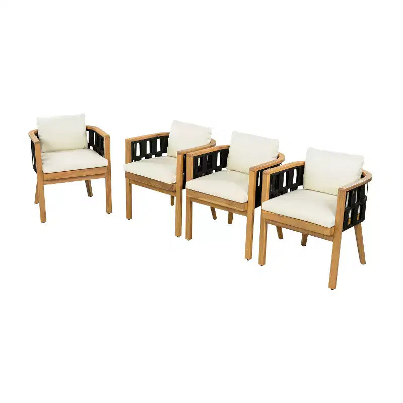 Christopher Knight Home Siddharth Modern 5 Piece Acacia Wood Patio Dining Set with Round Slatted Table