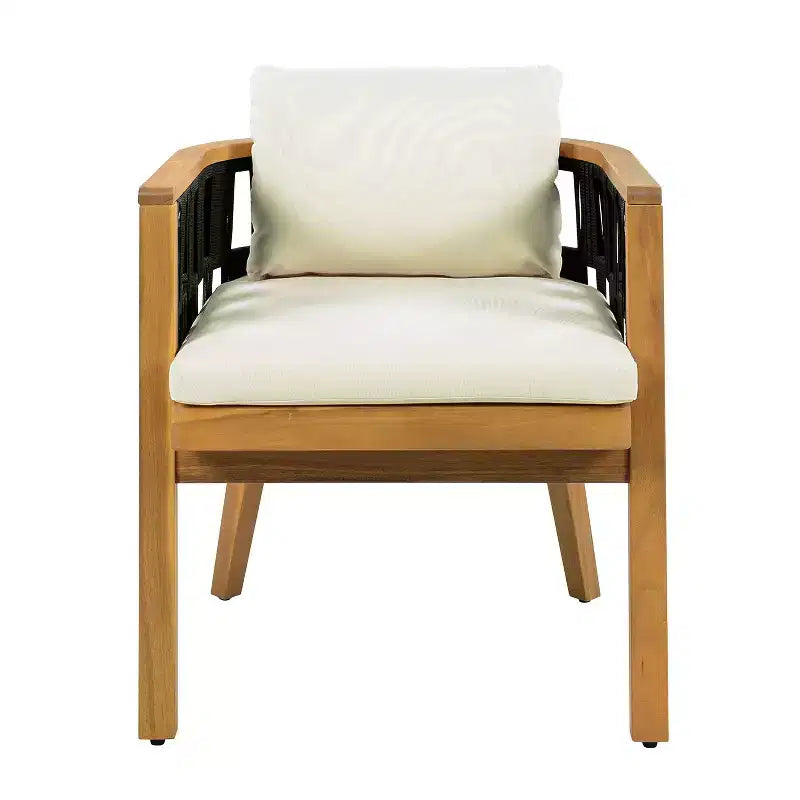 Christopher Knight Home Siddharth Modern 5 Piece Acacia Wood Patio Dining Set with Round Slatted Table