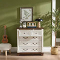 JVNOXK 31-inch Wooden Farmhouse-Style Five-Drawer Chest with Base Bedroom or Living Room Storage Cabinet Stylish, Sturdy, Durable Walnut
