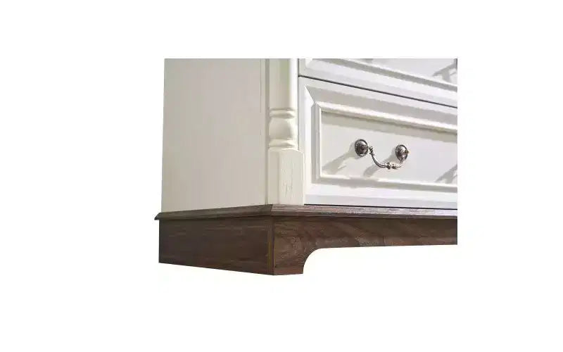 JVNOXK 31-inch Wooden Farmhouse-Style Five-Drawer Chest with Base Bedroom or Living Room Storage Cabinet Stylish, Sturdy, Durable Walnut