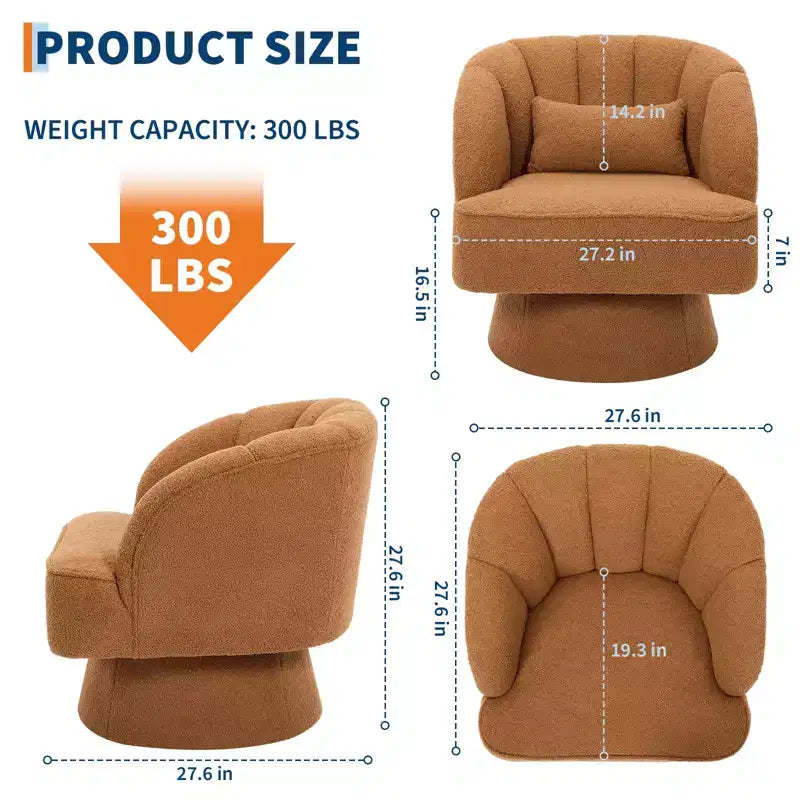 360 Swivel Velvet Armchair  Plush Round Cuddler Chair with Wide Padded Seat, Soft Upholstered for Living Room, Bedroom or Office