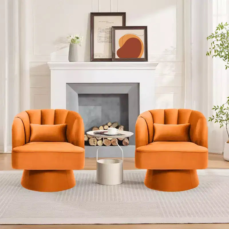 360 Swivel Velvet Armchair  Plush Round Cuddler Chair with Wide Padded Seat, Soft Upholstered for Living Room, Bedroom or Office