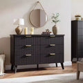 6 Drawers Dresser for Bedroom, 47.2 Wide Dressers with Curved Profile Design, Fluted Wood Drawers, Modern Chest of Dressers for Living Room