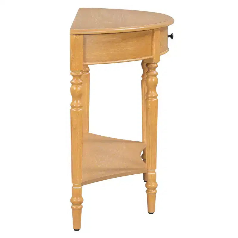 Luxystar Half Moon Console Table with Drawer and Shelf for Entryway and Living Room