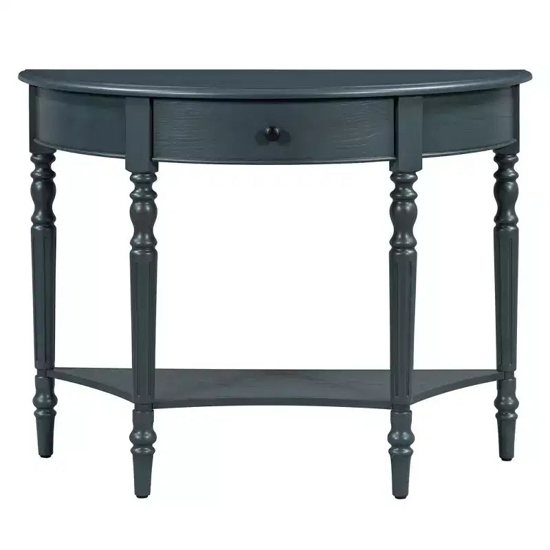 Luxystar Half Moon Console Table with Drawer and Shelf for Entryway and Living Room