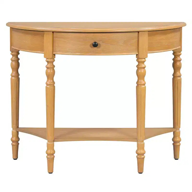 Luxystar Half Moon Console Table with Drawer and Shelf for Entryway and Living Room