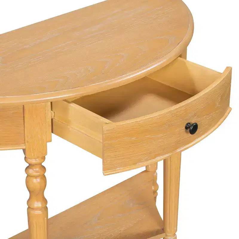 Luxystar Half Moon Console Table with Drawer and Shelf for Entryway and Living Room