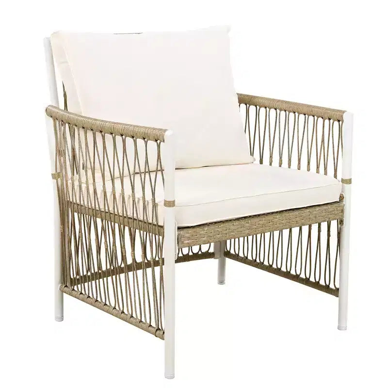 Ensemble de salle à manger d'extérieur 5 pièces Whisen résistant aux intempéries, table ronde extensible et 4 chaises en rotin