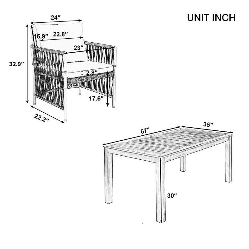 Ensemble de salle à manger d'extérieur 5 pièces Whisen résistant aux intempéries, table ronde extensible et 4 chaises en rotin