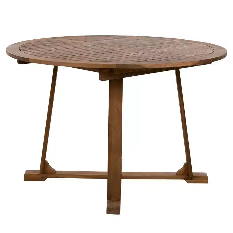 Ensemble de salle à manger d'extérieur 5 pièces Whisen résistant aux intempéries, table ronde extensible et 4 chaises en rotin
