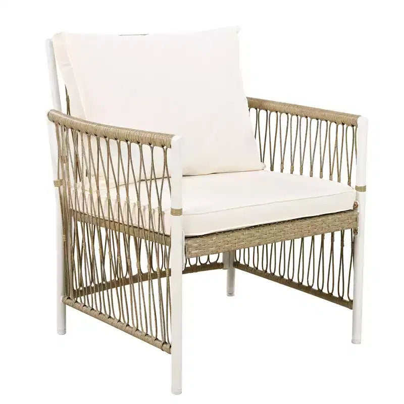 Ensemble de salle à manger d'extérieur 5 pièces Whisen résistant aux intempéries, table ronde extensible et 4 chaises en rotin