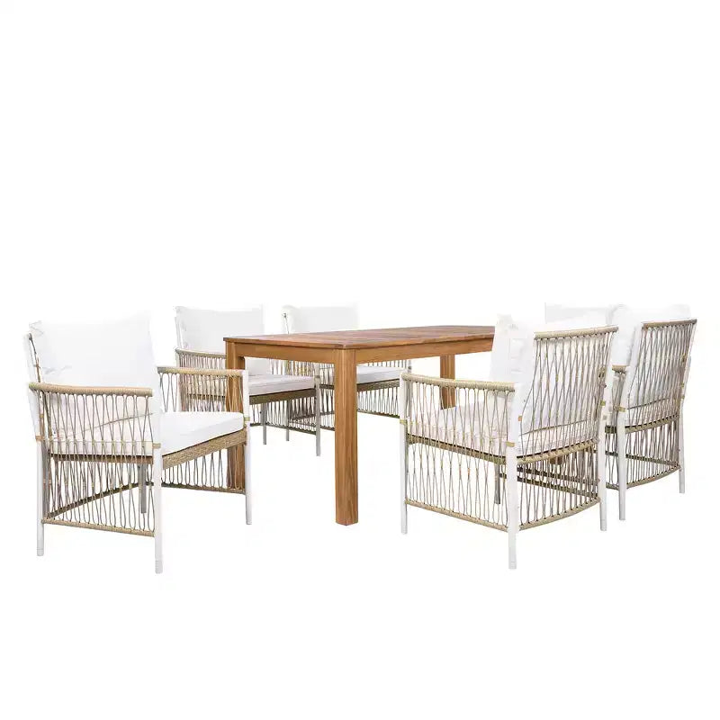 Ensemble de salle à manger d'extérieur 5 pièces Whisen résistant aux intempéries, table ronde extensible et 4 chaises en rotin