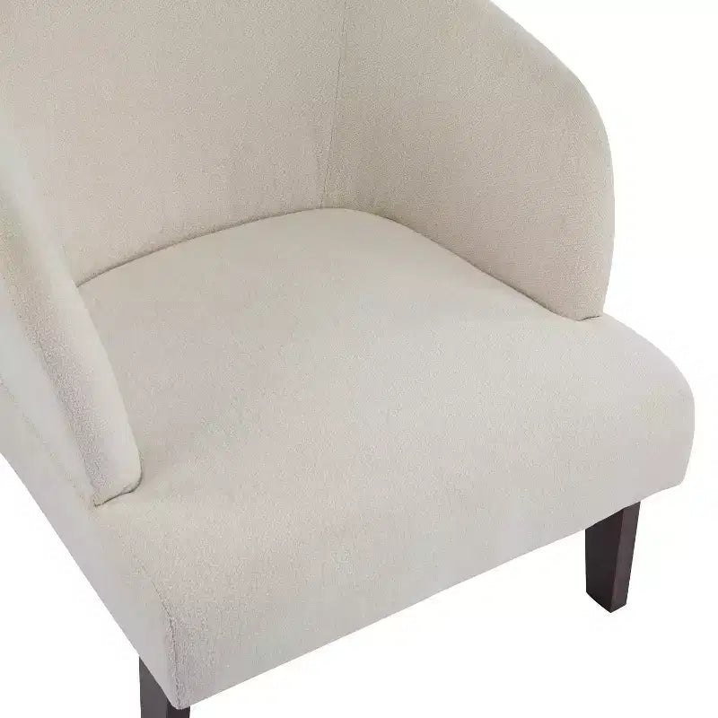 Modern Accent Chair with Round Back and Wooden Legs, Mid-Century Inspired, for Lounge