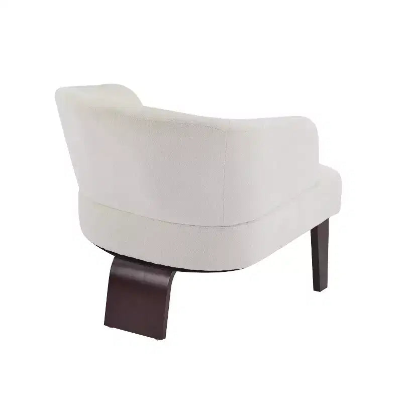 Modern Accent Chair with Round Back and Wooden Legs, Mid-Century Inspired, for Lounge
