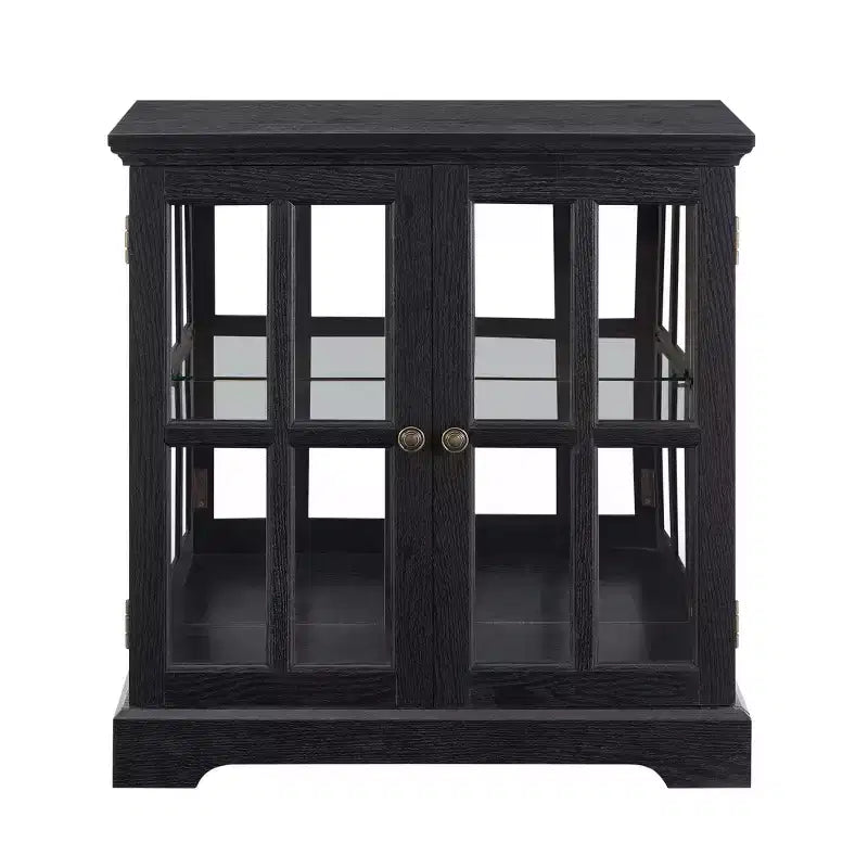 LED Antique Display Cabinet with Lattice Doors, Adjustable Shelves, and Bluetooth Control for Retro Design