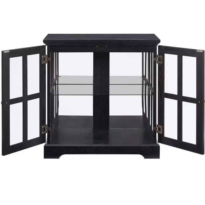 LED Antique Display Cabinet with Lattice Doors, Adjustable Shelves, and Bluetooth Control for Retro Design