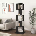 JVNOXK 360 Rotating Acrylic Modern Bookshelf, 5-Tier Floor-Standing Minimalist Bookcase, Suitable for Living Room or Bedroom, Black