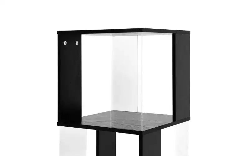 JVNOXK 360 Rotating Acrylic Modern Bookshelf, 5-Tier Floor-Standing Minimalist Bookcase, Suitable for Living Room or Bedroom, Black