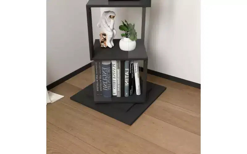 JVNOXK 360 Rotating Acrylic Modern Bookshelf, 5-Tier Floor-Standing Minimalist Bookcase, Suitable for Living Room or Bedroom, Black