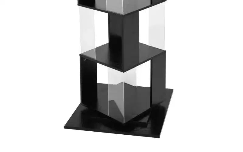 JVNOXK 360 Rotating Acrylic Modern Bookshelf, 5-Tier Floor-Standing Minimalist Bookcase, Suitable for Living Room or Bedroom, Black