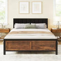 Dyonery Bed Frame, PU Leather Upholstered Headboard, Metal Platform Bed with Under Bed Storage, No Box Spring Needed, Noise Free, Easy Assembly