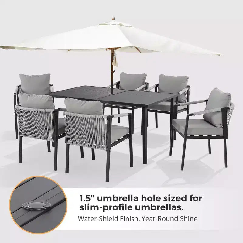 Ensemble de salle à manger de patio HAPPATIO, ensemble de salle à manger d'extérieur en rotin tressé, chaises en corde tressée avec coussins pour pelouse et jardin