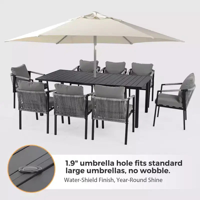 Ensemble de salle à manger de patio HAPPATIO, ensemble de salle à manger d'extérieur en rotin tressé, chaises en corde tressée avec coussins pour pelouse et jardin
