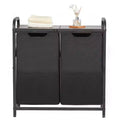 VEVOR 2 Section Laundry Sorter, Large Laundry Hamper with Metal Frame and Wooden Tabletop, Freestanding Storage Organizer Baskets, Black