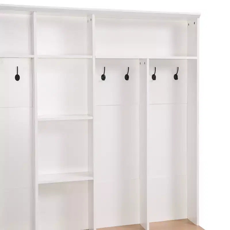 GDFStudio Jessica Multifunctional Wide Design Hall Tree with Storage Bench and Shoe Cabinet