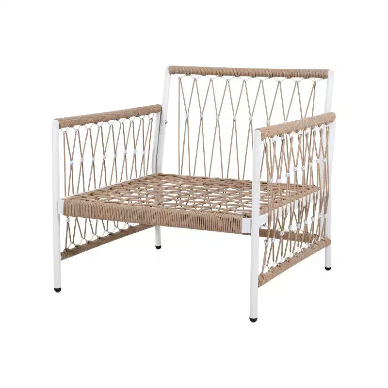 3-Piece Bohemian Outdoor Furniture Set with 2 Swivel Chairs and Glass Top Table, for Garden or Poolside
