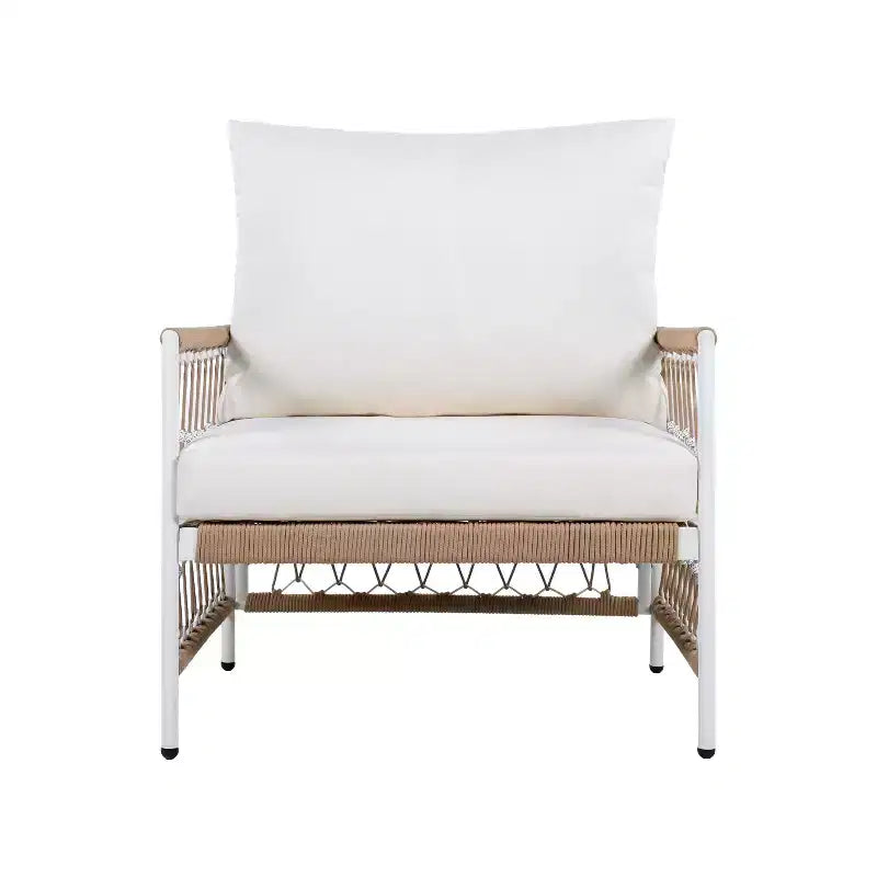 3-Piece Bohemian Outdoor Furniture Set with 2 Swivel Chairs and Glass Top Table, for Garden or Poolside