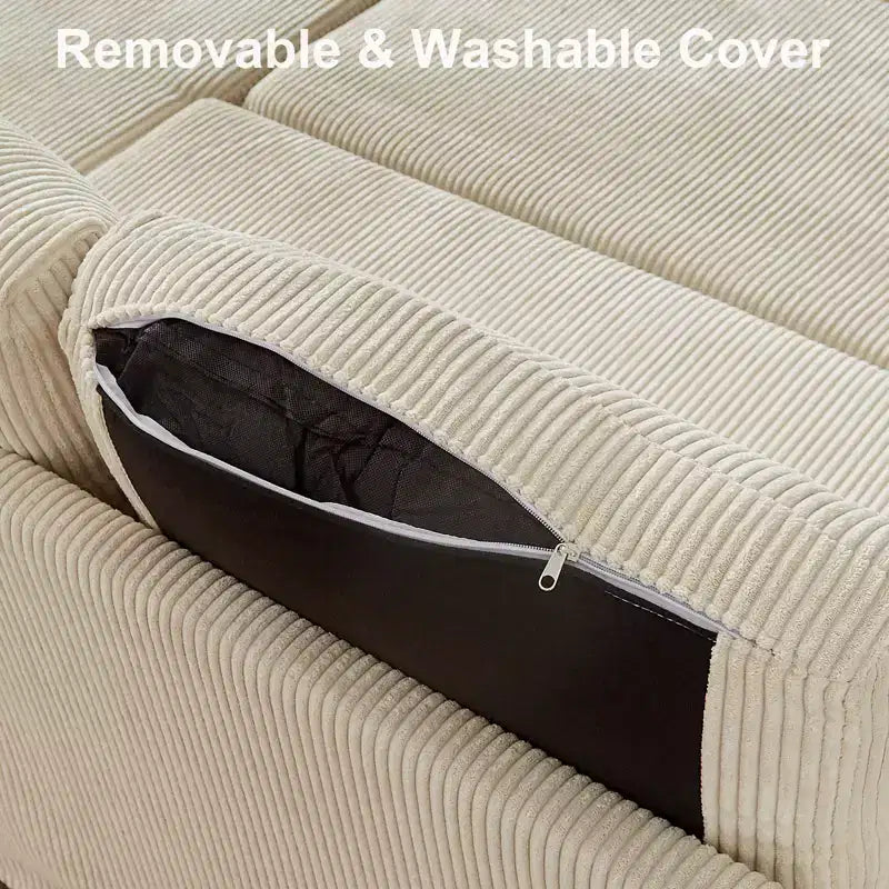 Dyonery Sleeper Sofa- 2 in 1 Pull Out Couch Bed with Storage Chaise Living Room,Corduroy Sectional Couch with USB Ports Tool-Free Assembly