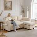 Dyonery Sleeper Sofa- 2 in 1 Pull Out Couch Bed with Storage Chaise Living Room,Corduroy Sectional Couch with USB Ports Tool-Free Assembly