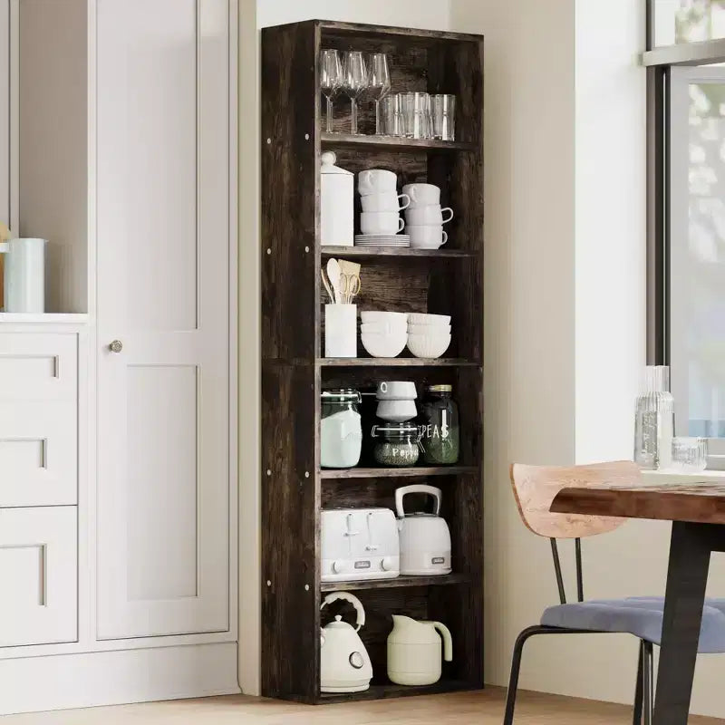 COZONY 6-Shelf Tall Bookcase with Anti-Tip Design, Rustic Wood Shelves, Easy Assembly  Industrial Style Book Shelf