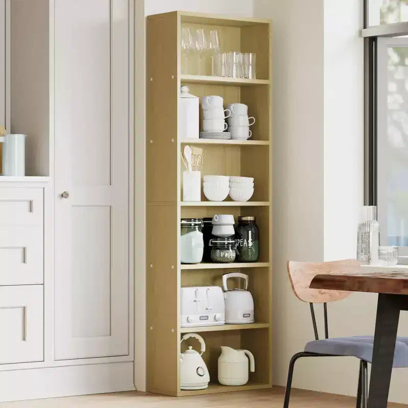 COZONY 6-Shelf Tall Bookcase with Anti-Tip Design, Rustic Wood Shelves, Easy Assembly  Industrial Style Book Shelf