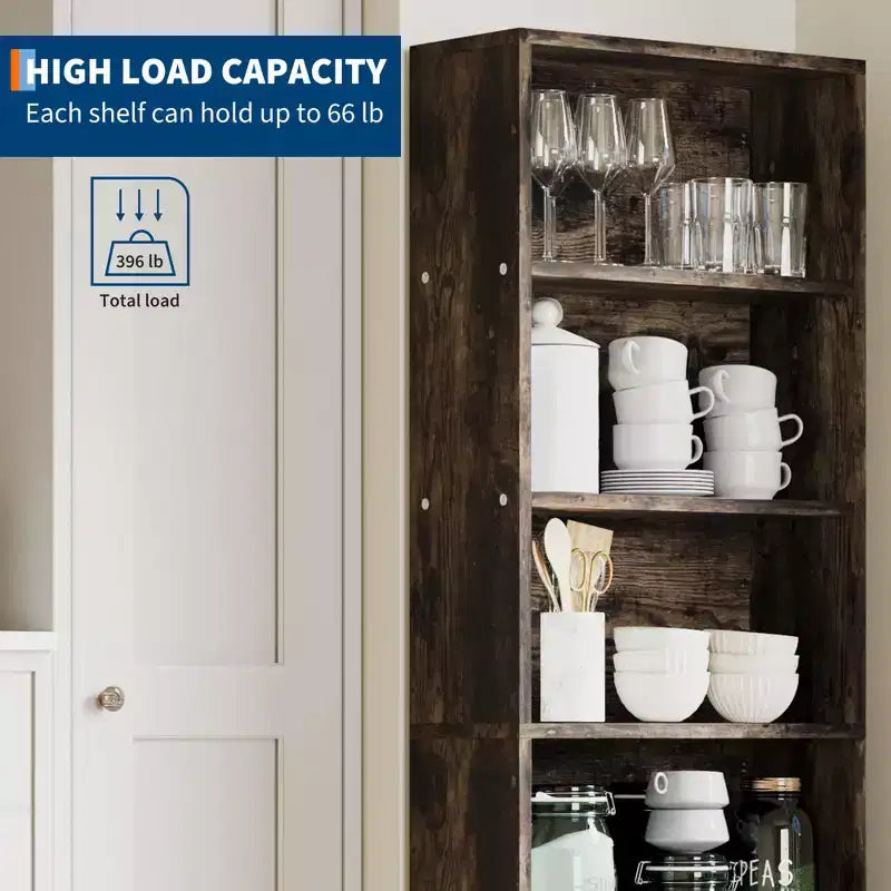 COZONY 6-Shelf Tall Bookcase with Anti-Tip Design, Rustic Wood Shelves, Easy Assembly  Industrial Style Book Shelf