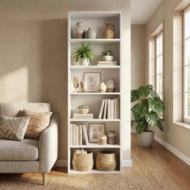 COZONY 6-Shelf Tall Bookcase with Anti-Tip Design, Rustic Wood Shelves, Easy Assembly  Industrial Style Book Shelf