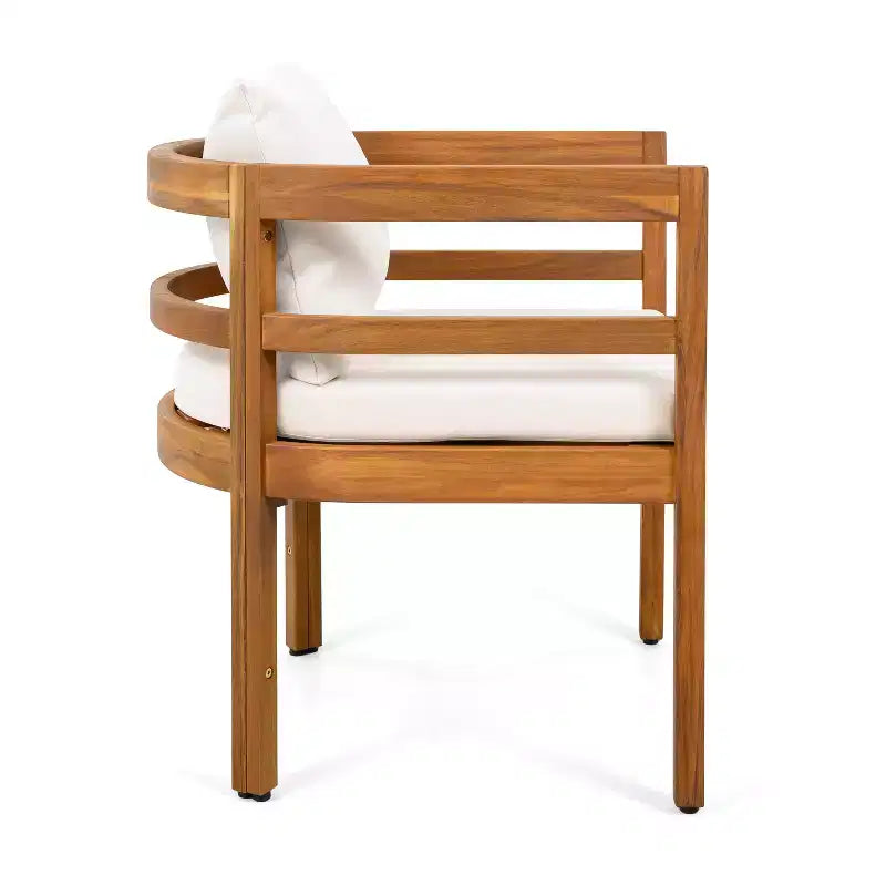Christopher Knight Home Bennett Patio Rustic 7-Piece Acacia Wood Expandable Dining Table and Chairs Set with Cushions
