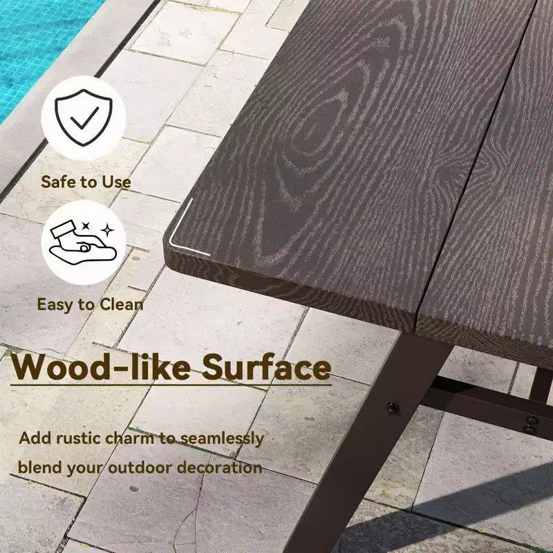Costway 3 PCS Outdoor Picnic Table and Benches Set for 6 People 1.93 Umbrella Hole