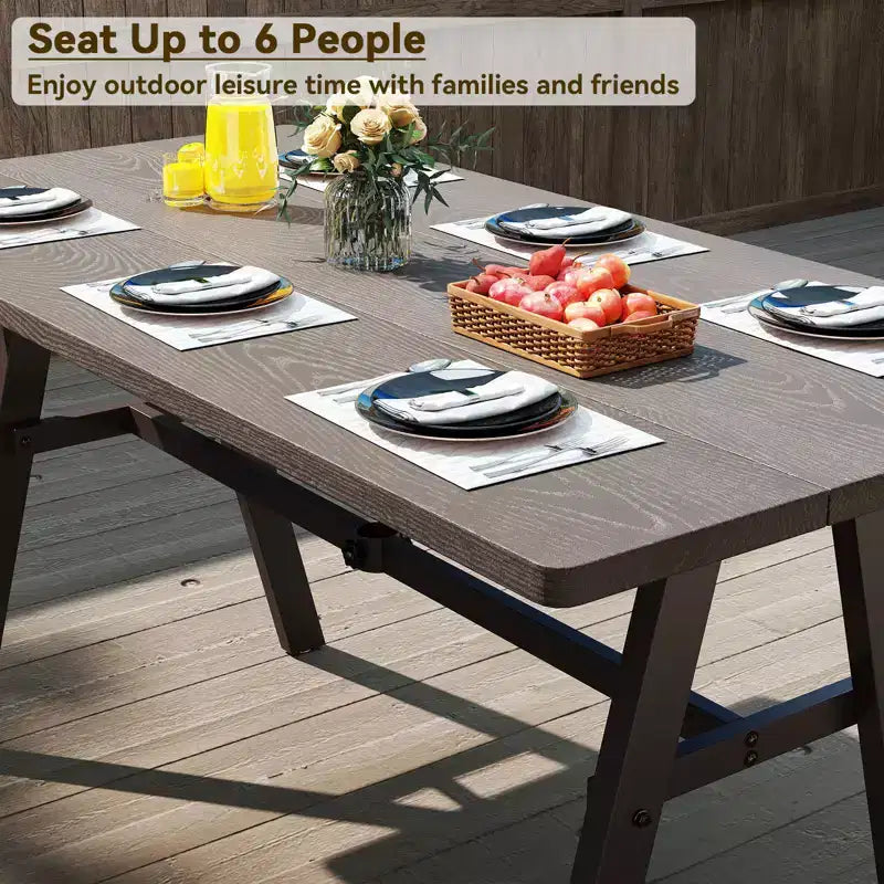 Costway 3 PCS Outdoor Picnic Table and Benches Set for 6 People 1.93 Umbrella Hole