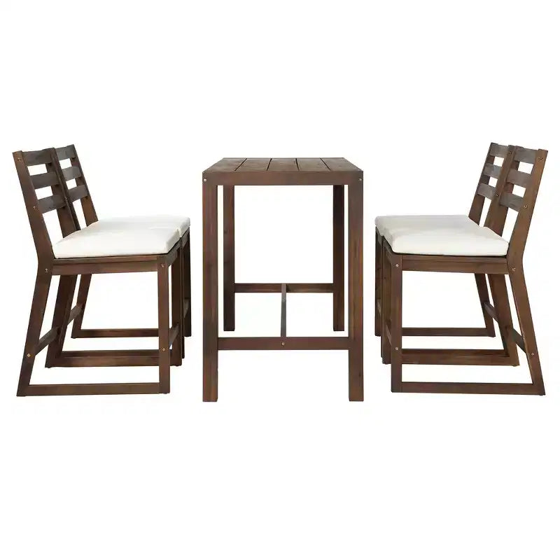 Whisen 5-Piece Rustic Patio Bar Set, Patio Table and Chairs Set with Ergonomic Chairs & Slatted Tabletop