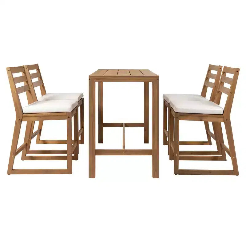 Whisen 5-Piece Rustic Patio Bar Set, Patio Table and Chairs Set with Ergonomic Chairs & Slatted Tabletop