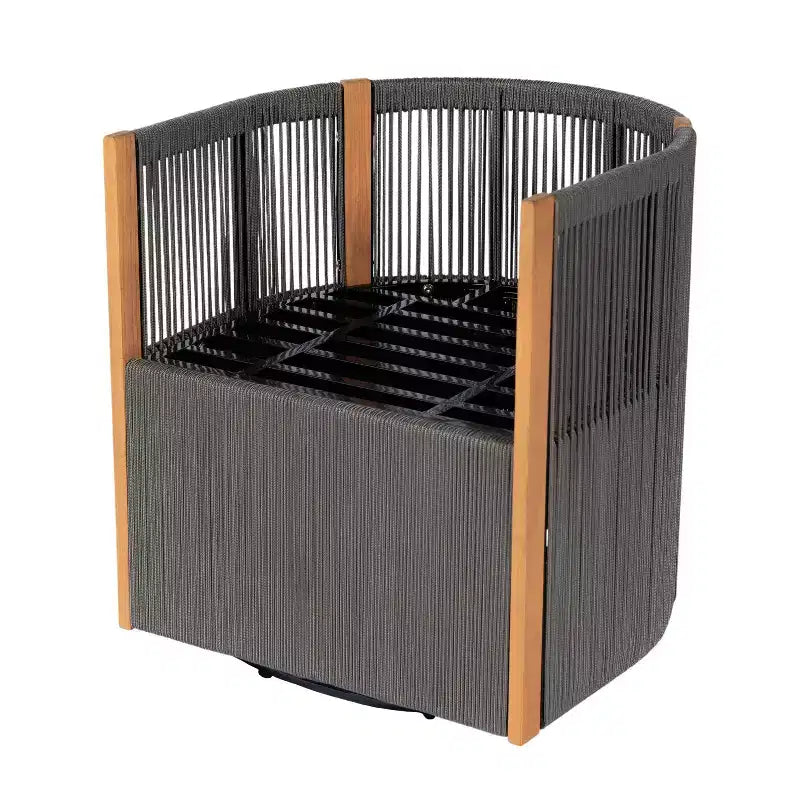 Christopher Knight Home Carter Patio Modern Acacia Wood 5-Piece Outdoor Dining Set with Rectangular Table and 4 Rope Swivel Chairs